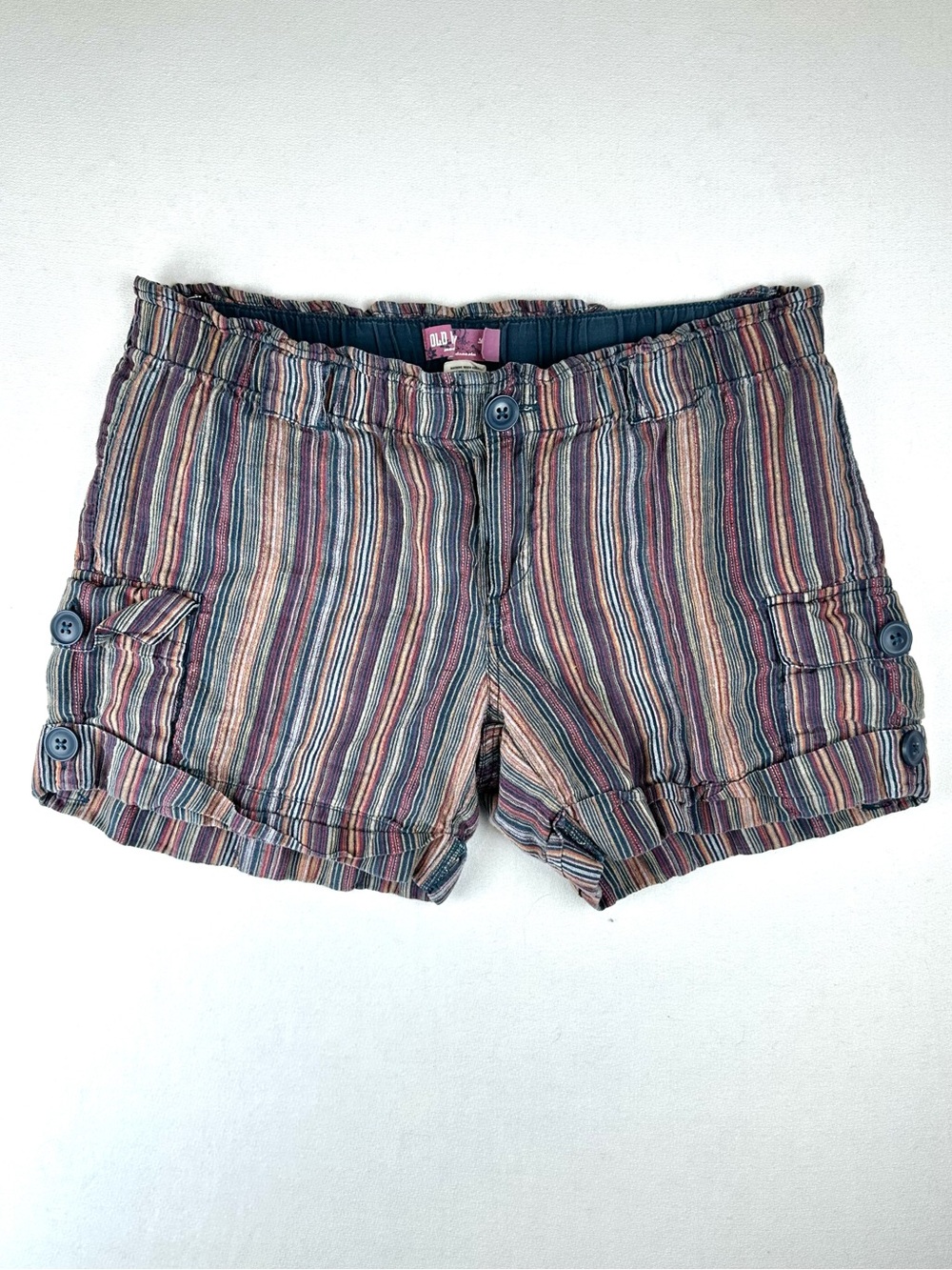 Old Navy Linen Stripe Shorts Paperbag Low Waist Y2K